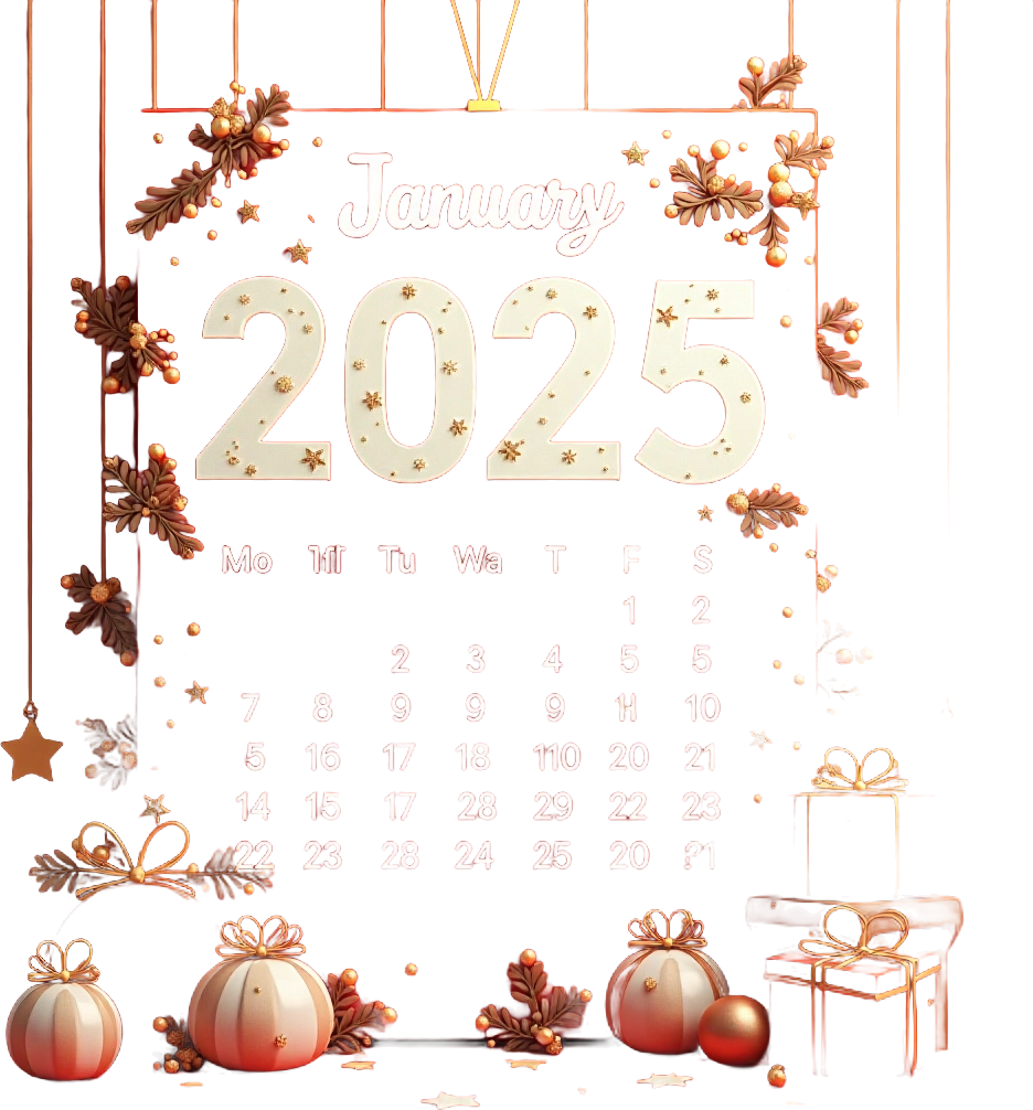 January 2025 Calendar with Festive Decorations